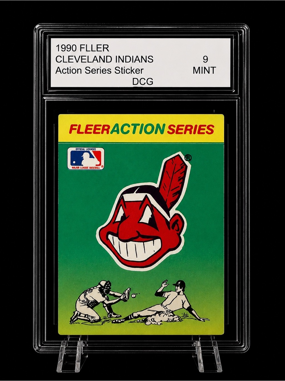 Fleer Action Series Cleveland Indians Red Sticker - Green Background